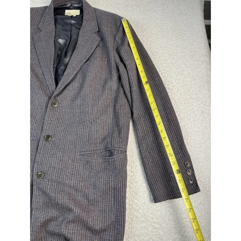 Territory‎ Ahead Blazer Mens 46L Brown Gray 100% Silk Houndstooth Sport Coat